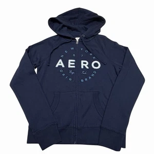 Aeropostale Hoodie Damen klein blau durchgehender Reißverschluss New York 87 Orig Marke Preppy Neu mit Etikett - Bild 1 von 8