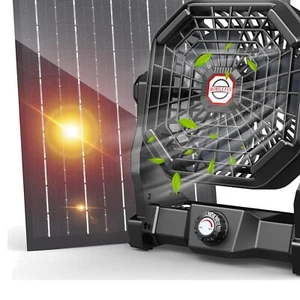20000mAh Solar Camping Fan - Quiet, Rechargeable & Adjustable LED Lantern - Picture 1 of 10
