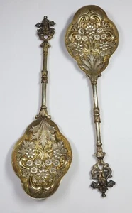 G & S Co. 1905 London Gold Gilded Sterling Silver Repousse Fruit Spoons #50643P - Picture 1 of 5