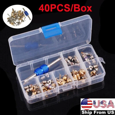 40x A/C R12 R134a Kit de núcleo de válvula de aire acondicionado para automóvil Herramienta de instalación de desmontaje Foto 1 de 4