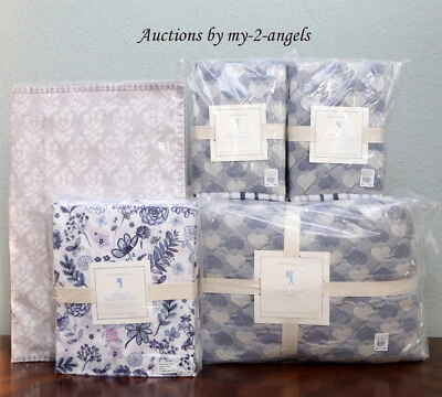 Edredón Pottery Barn Kids HAZEL JACQUARD HEART F/Q + fundas + sábana + almohada AZUL PÚRPURA Foto 1 de 4