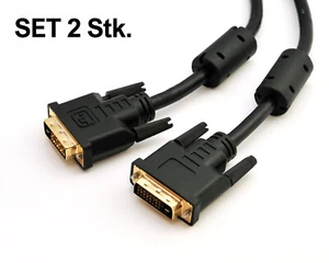 SET 2x Video DVI Kabel 1,5m, Stecker - Stecker vergoldet Monitor Dual Link 24+1  - Bild 1 von 6