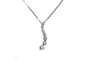 925 Sterling Silver High Quality Cubic Zirconia "S" Shape Pendant Thin Chain 18" - Picture 1 of 3