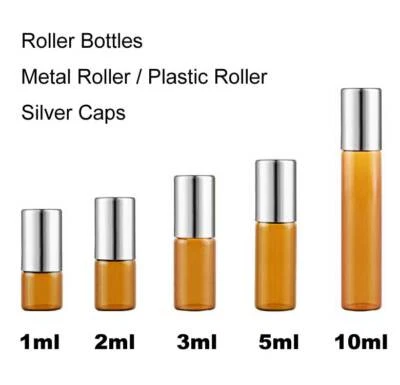 Compra a granel 1 ml-10 ml rollo ámbar botellas de vidrio aceite esencial perfume aromaterapia B Foto 1 de 4