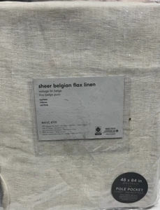West Elm Belgian Flax Linen Sheer Panel 50x84 Ivory - Picture 1 of 1
