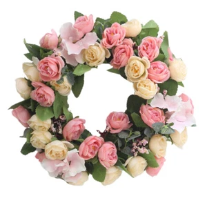 Flower Wedding Decorations Door Rose Wreath Front Door Floral Wreath - Picture 1 of 11