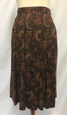 Falda Plisada Vintage Worthington Talla 12 Negra Marrón Cachemira Gitana Academia Preparación Foto 1 de 4