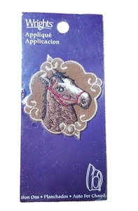 2.5 x 2.25" Horse Head Patch Iron On Wrights Quarter Horse Equestrian Vtg - Picture 1 of 7
