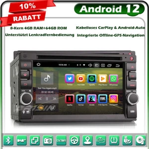 8-Kern Android 14 Doppel Din DVD Autoradio GPS Navi DSP CarPlay BT 5.0 4GB+64GB - Bild 1 von 22