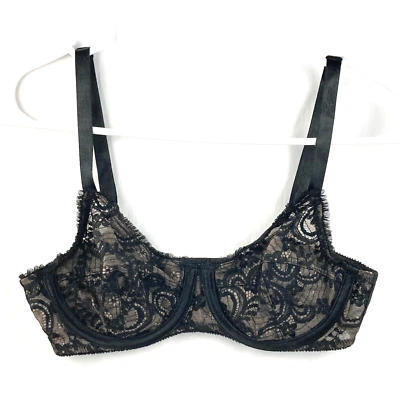 Vintage 80s Victoria Secret Bra 34B Gold Label Semi Sheer Lace Underwire NOS NWT - Image 1 of 4