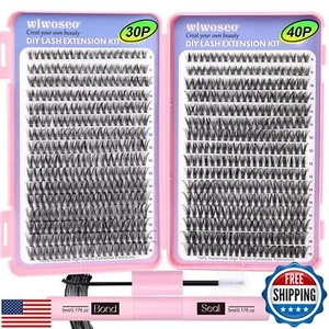 640Pcs Lash Extension Kit, DIY Eyelash Extension Kit Cluster Curl Individual - Picture 1 of 5