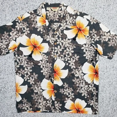 Camisa Hawaiana Kennington De Colección Para Hombres XL Hibisco Floral Gris Naranja Blanco Foto 1 de 4