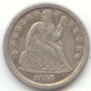 1856-O Seated Liberty Dime, Original VF-XF, Reverse Die Crack - Picture 1 of 2