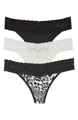 Tanga Natori L29702 Gris/Negro Bliss Perfection Ribete Encaje Talla Única Foto 1 de 3