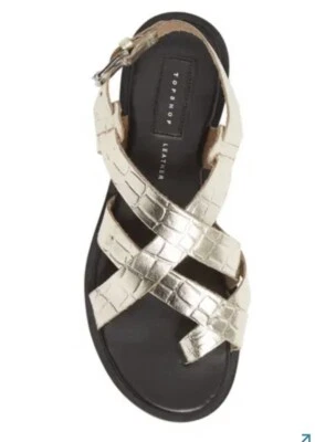 Topshop Paige Studded Sandal Leather Golden Size 8.5 - Image 1 of 4