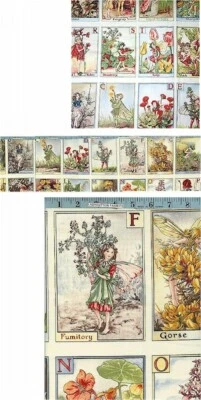 Panel completo de hadas de flores del alfabeto, tela, Cicely Mary Barker, Michael Miller Foto 1 de 2