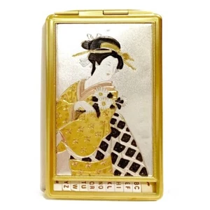 Vintage Chinese Woman Hanfu Metal Address Book Pocket Size Etched Golden Collect - Picture 1 of 9
