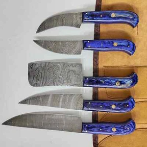 Küchenmesser-Set 5 Teilig mit handgeschmiedet Damaststahlklingen Handgefertigtes - Bild 1 von 4