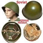 USSR Soviet Combat Steel Helmet SSH68 Russian Soldier Military Kaska Shlem Green