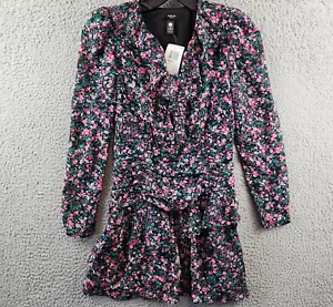 AQUA Girls' Asymmetrical Ruffle Floral Dress Girls' M (9-10) Multi V-Neck L/S - Picture 1 of 11