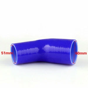 Elbow 45 Degree 51mm 60mm Silicone Tuyau Coupler Intercooler Turbo Intake Blue A - Picture 1 of 3