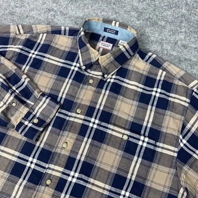 Camisa de Colección Bugle Boy Hombres XL Azul Tostado Algodón a Cuadros Manga Larga Con Botones Western Foto 1 de 4