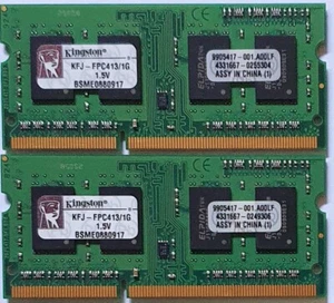 2x 1 GB DDR3 RAM PC3-8500S 1066MHz Laptop-Memory Kingston KFJ-FPC413/1G - Bild 1 von 1