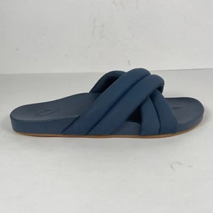 OluKai Hila Sandals Womens Size 7 Blue Puffy Slip On Slides Comfort Shoes - Picture 1 of 10