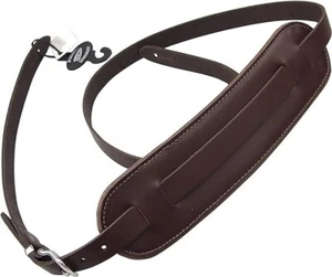 UK Made Genuine Leather Padded Shoulder Pad Buckle Vintage Guitar Strap - Brown - Picture 1 of 2