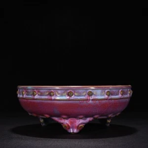 9.8" China Antigua Canción Dinastía Jun Horno Porcelana Púrpura Tambor Uñas Cepillo Lavado - Imagen 1 de 9