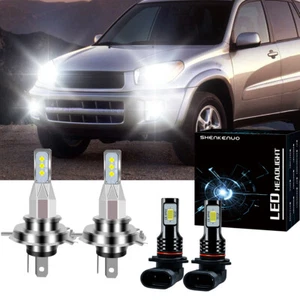 For Toyota RAV4 2001-2002 2003 2004 2005 4X 6000K LED Headlight Bulbs Fog Lights - Foto 1 di 12