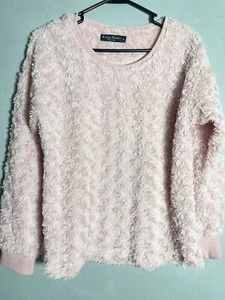 Suéter suave pulóver rosa difuso cuello redondo manga larga Knapp Studio para mujer M - Imagen 1 de 8