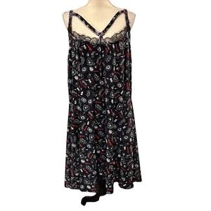 Her Universe Disney Cruella Dress Womens 4X Icons Black Velvet Slip Strappy Lace - Picture 1 of 11