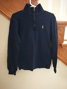Polo Ralph Lauren Boy Blue Cotton Interlock Quarter Zip Pullover Size 6 Outdoor - Picture 1 of 4