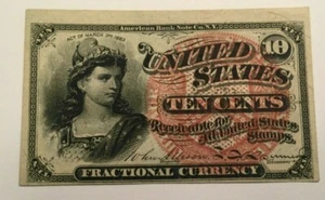 FR 1258 UNC 10 cent Fractional Currency Note - Picture 1 of 5