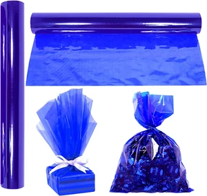Royal Blue Cellophane Wrap 100ft x 16in | 2.3 Mil Thick - Gifts Wrapping Paper - Picture 1 of 3
