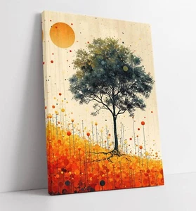 ÁRBOL EN EL CAMPO BURBUJAS NARANJAS ABSTRACTO DECORACIÓN DEL HOGAR LIENZO ARTE DE PARED IMPRESIÓN DE IMÁGENES - Imagen 1 de 2
