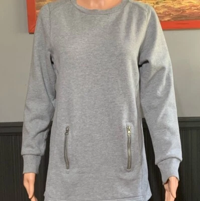 Sudadera larga gris con bolsillos con cremallera Charles River Apparel para mujer S XS Foto 1 de 4
