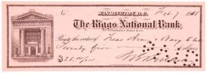 RIGGS NB DC CHECK w BANK BLDG WHERE LINCOLN BANKED! Sigs Vary SHUT 4 MONEY LAUND - Picture 1 of 1