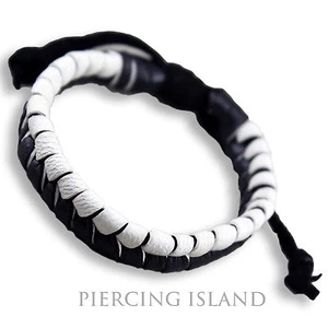 Weiches Lederarmband  Armband schwarz weiss geflochten längenverstellbar B052 - Bild 1 von 1