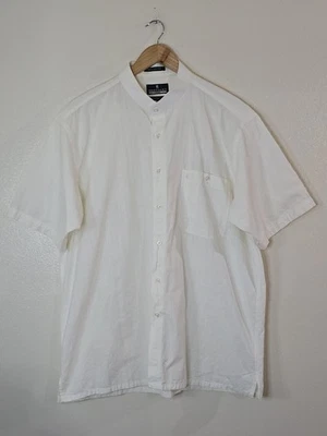 Montagut Paris Mandarin Collar Button Down Short Sleeve Shirt Size Large Ivory - Image 1 of 4