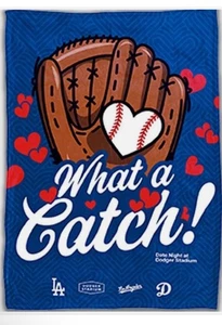 2025 LOS ANGELES DODGERS DATE NIGHT WHAT A CATCH SGA BLANKET NEW SEALED 💕⚾️🧢 - Picture 1 of 4