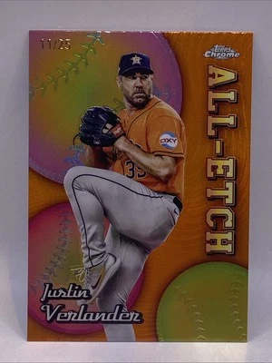 Justin Verlander 2024 Topps Chrome All Etch Orange Refractor #/25 Astros #CAE-12 - Image 1 of 3