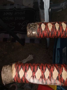 2-Red Cord Wrapped Japanese Swords The Large One Handle Swivels - Picture 1 of 6