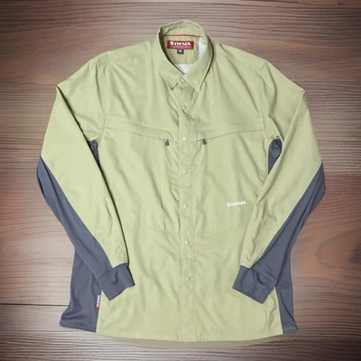 Simms Shirt Mens M Beige Intruder Bicomp L/S UPF 30+ Fishing Outdoor Snap NWOT - Image 1 of 4