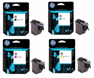 Oryginalne głowice drukujące HP 11 Black Cyan Purgenta Yellow partia - DARMOWA DOSTAWA! BEZ PUDEŁKA - Zdjęcie 1 z 3