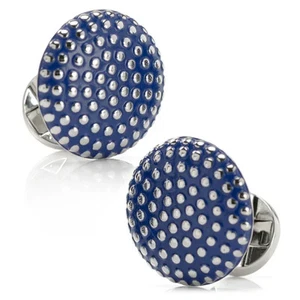 Navy Circle Dot Texture Cufflinks - Picture 1 of 7