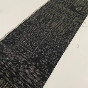 Black Souk #D 7x86-2.38yd LONG Vintage Tsumugi Japanese Kimono Silk Fabric TJ32 - Picture 1 of 7