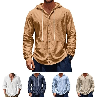 Daily Fashion Casual Long Sleeve Fashion Hoodie 95%Linen 5%Polyester For Parties - Image 1 of 4