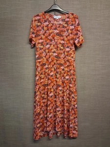 Mudflower A Line Midi Dress Size 12 Red Floral V Neck Short Sleeve - Picture 1 of 12